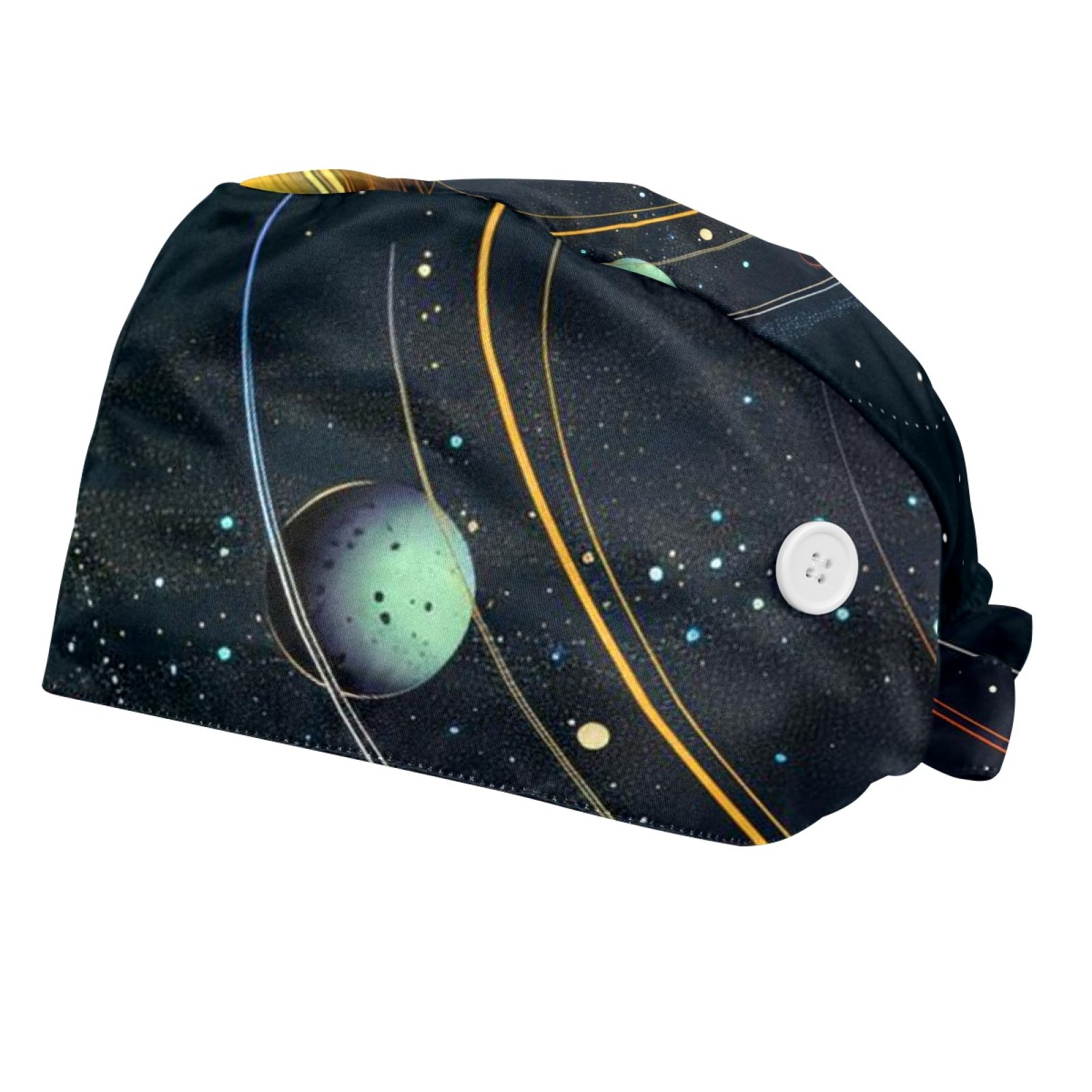 2 Packs Nurse Scrub Caps Women Long Hair, Adjustable Tie Back Hat, One