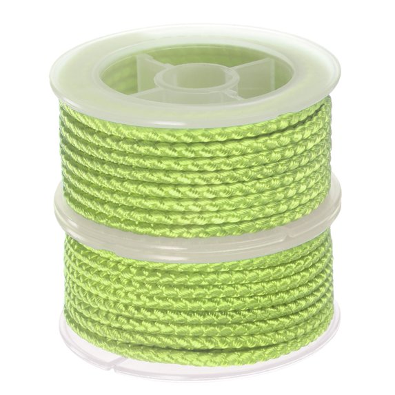 2 Packs Nylon Thread Twine Beading Cord 3mm Extra-Strong Braided Nylon Crafting String 4M/13 Feet, Green-Yellow