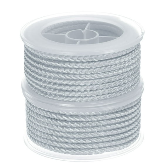 2 Packs Nylon Thread Twine Beading Cord 3mm Extra-Strong Braided Nylon Crafting String 4M/13 Feet, Light Grey