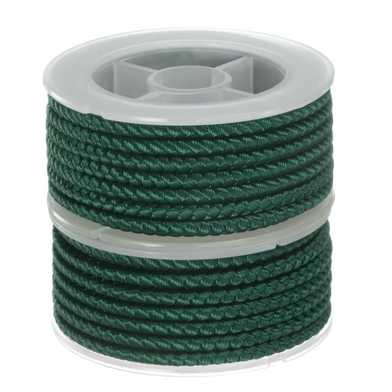 2 Packs Nylon Thread Twine Beading Cord 4mm Extra-Strong Braided Crafting String 3.2M/10.5 Feet, Dark Green