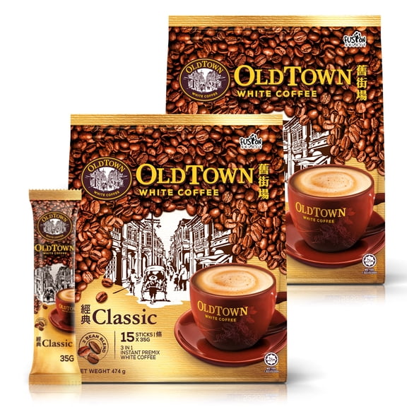 2 Packs OLD TOWN 3 in 1 Classic White Coffee