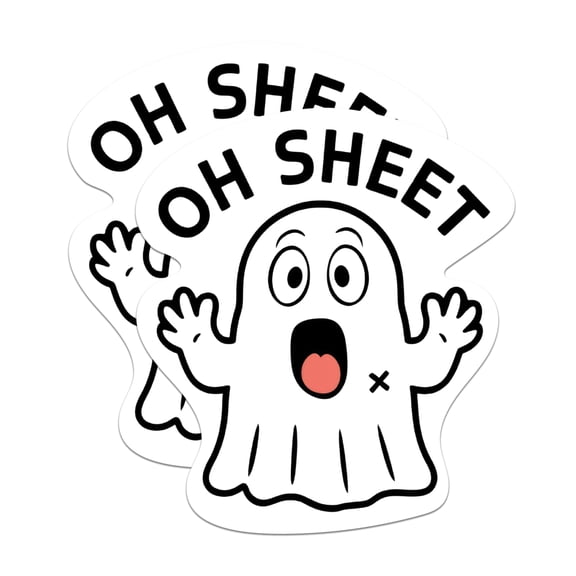 (2 Packs) Oh Sheet Funny Ghost Pun Magnets - Halloween Inspired Ghoul Magnets - 5 Inches On Longest Side - Premium Magnet - for Fridges, Toolboxes, Cars - Made in USA - MAG2309
