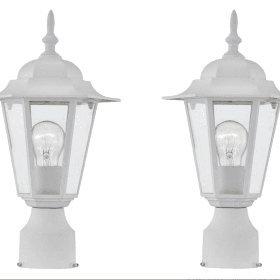 2 Packs Outdoor Post Light, Pole Lantern, E26 Base 60W Max, Aluminum Housing Plus Glass, Wet Location Rated, Bulbs not Included, White