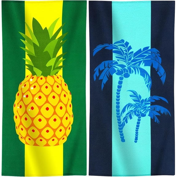 2 Packs Oversized Beach Towel Set 36 x 72 in Large Big Pool Camping Swim Clearance Soft Towels Travel Essentials Accessories Must Haves Vacation Necessities Adult Gifts