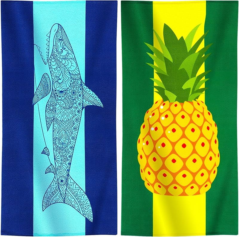 2 Packs Oversized Beach Towel Set 36 x 72 in Large Big Pool Camping Swim Clearance Soft Towels Travel Essentials Accessories Must Haves Vacation Necessities Adult Gifts