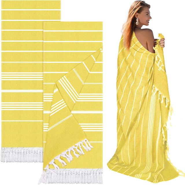 2 Packs Oversized Turkish Beach Towel, 61" x 82" Extra Large Cotton