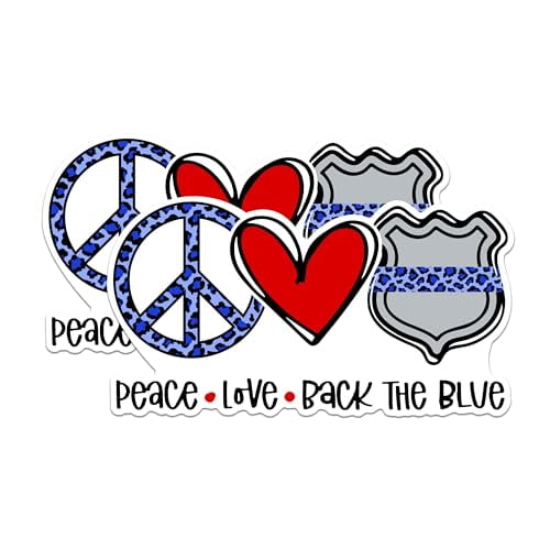(2 Packs) Peace Love Back The Blue Magnets - Policeman Wife Support Magnets - 5 Inches On Longest Side - Premium Magnet - for Fridges, Toolboxes, Cars - Made in USA - MAG2357