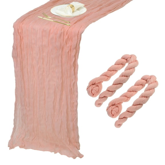 2 Packs Peach Coral Cheesecloth Table Runner 35.4" x 118" Rustic Gauze Table Runner for Wedding Party, (10Ft)