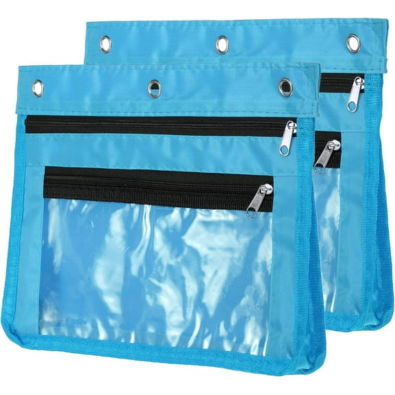 2 Packs Pencil Pouch for 3 Rings Binder, Oxford Cloth Expandable Large Capacity Zipper Binder Pouch Pencil Case for Office Home