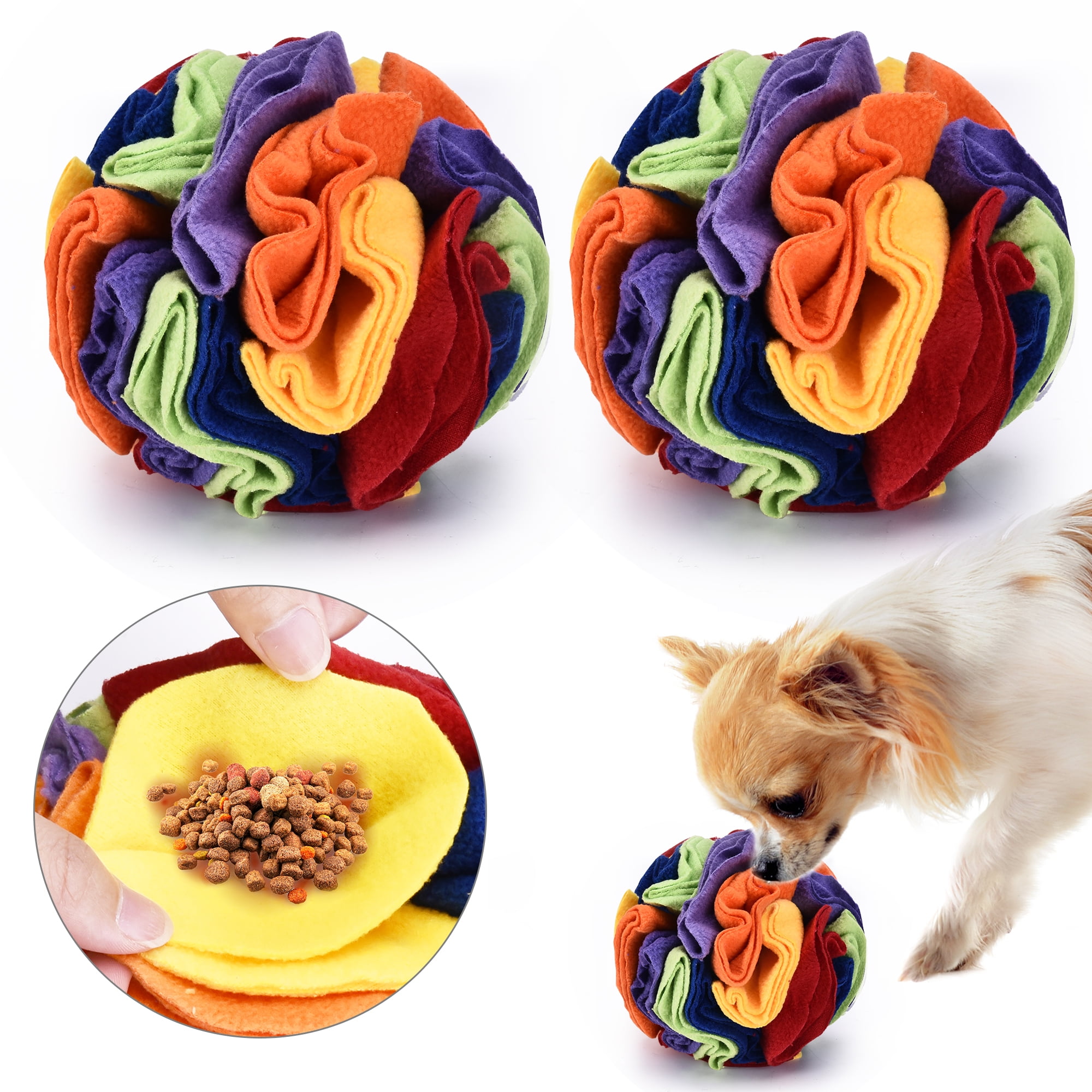2 Packs Pet Snuffle Ball for Dogs, 5.9"Interactive Snuffle Ball Toys Dog Foraging Mat Pet