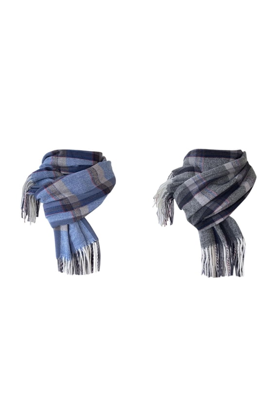 2 Packs Plaid Scarf for Women Thick Warm Long Shawl Winter Long Scarves Knit Wraps Cold Weather Large Scarfs