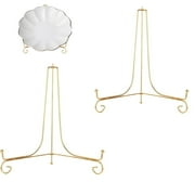 2 Packs Plate Stands for Display 10 Inch Plate Holder Display Stand, Iron Easel Picture Frame Holder, Decorative Photo Holder Stand for Home Decoration (Gold, 10 Inch)