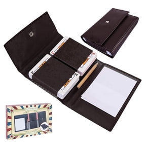 Fugocen Standard Index Blue Core Playing Card Decks Waterproof with PU Leather Case, Pencil and Scorecard 2 Pack