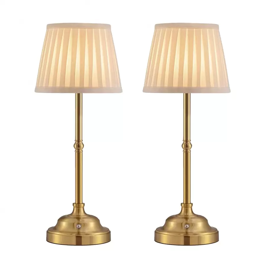 2 Packs Portables Cordless Table Lamp, Fabric Shade Desk Lamp, Rechargeable Battery Powered Lighting, Dimmable Light For Dining Room, Bedroom, Bedside, Bar, Night Light, Camping, Balcony