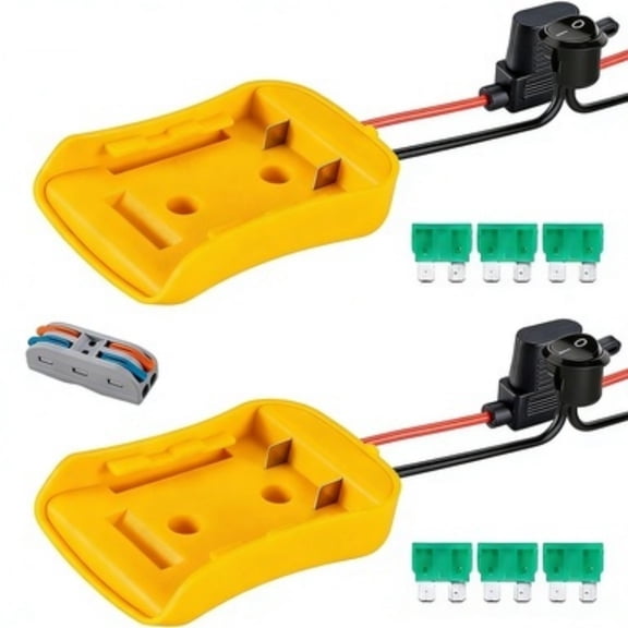 2 Packs Power Tool Adapter for Dewalt 18V/20V Max Battery Adapter Kit, with Switch Socket Power Supply, Fuse Holder And 3 Fuses, DIY Battery Converter Connector Home Electric Tool Parts