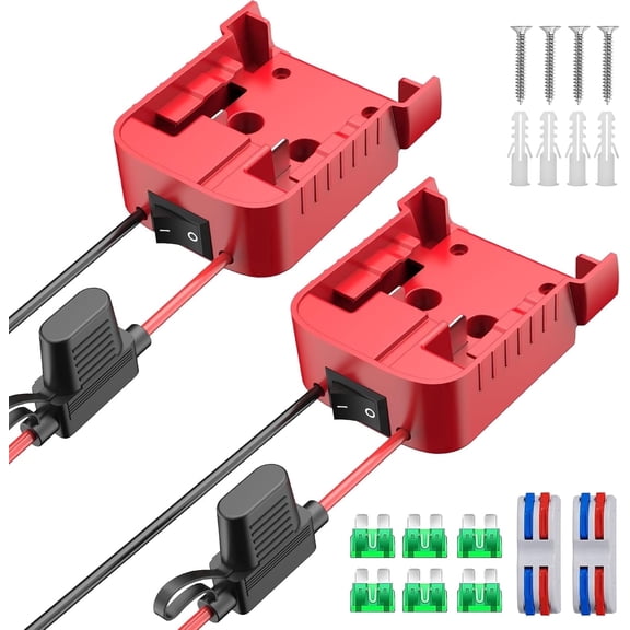 2 Packs Power Wheel Adapter Compatible With Mil-wau-kee 18V Battery Converter Kit With Switch, Fuse & Wire Terminals, 12 AWG Wire, Converter Adapter for DIY RC Car Toys Robotics