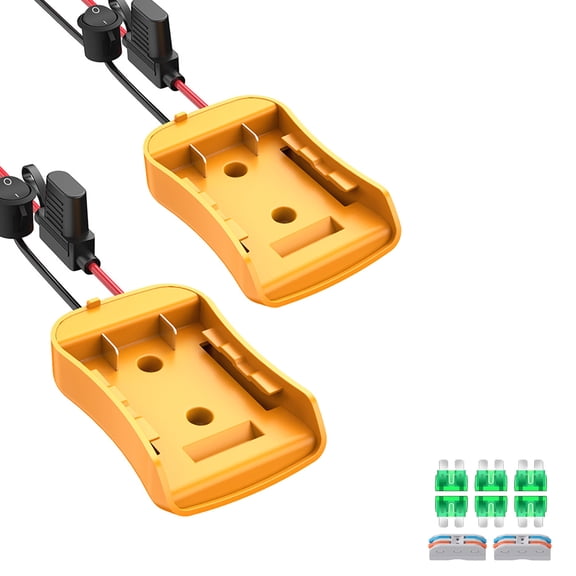 2 Packs Power Wheel Adapter for Dewalt 20V Battery Adapter Power Wheel Battery Converter Kit with Fuses & Wire Terminals, 12AWG Wire, Power Connector for DIY Rc Car Toys, Robotics and Rc Truck