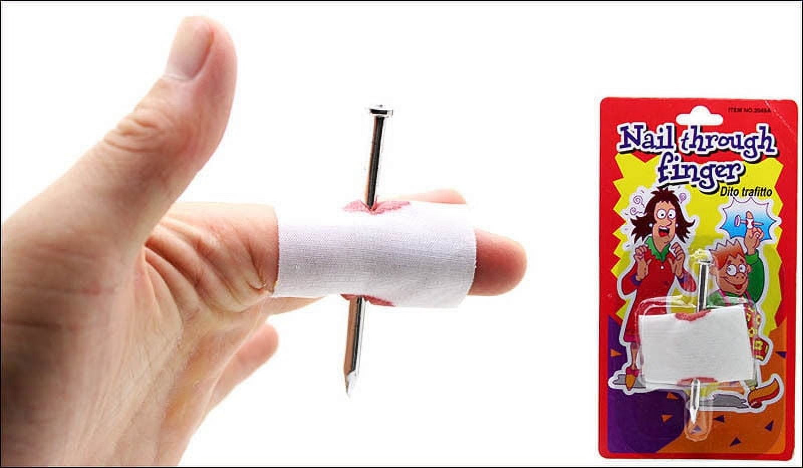 2 Packs Prank Joke Toy Fake Nail through Finger Trick Halloween Kids GH