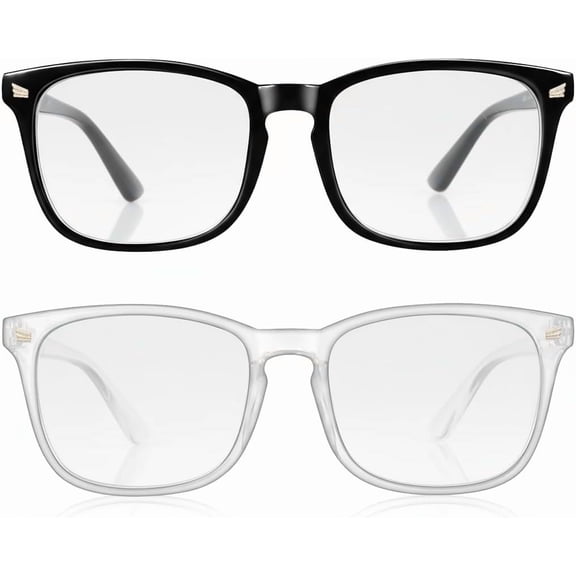 2 Packs Professional Sleep Glasses with 97.6% Blue Light Blocking Dual AR Coatings Clear Lens, Computer Gaming Glasses for Men Women, Anti & Eye