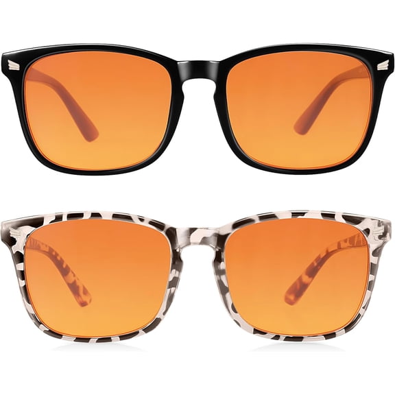 2 Packs Professional Sleep Glasses with 98.7% Blue Light Blocking Dual AR Coatings Lens, Computer Gaming Glasses for Men Women, Anti & Eye