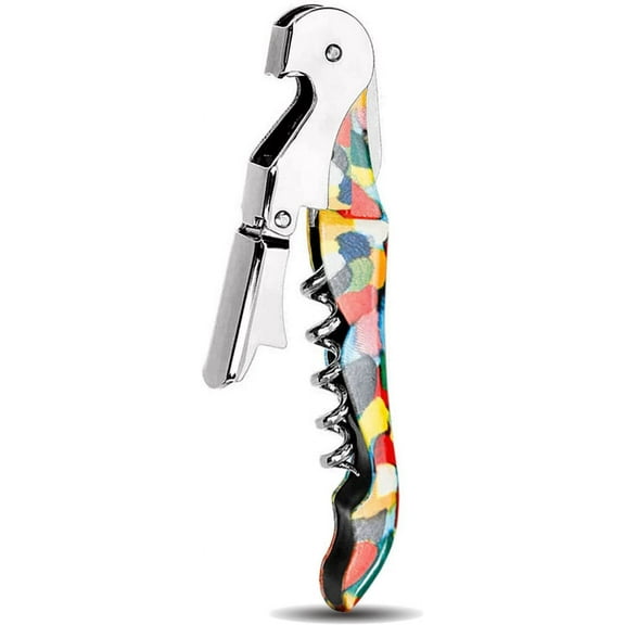 2 Packs Professional Waiter Corkscrew Wine Opener with Foil Cutter, Wine Key for Servers, Bartender, Manual Bottle Opener Double Hinged, Perfect for Bars,Restaurants,PartyColorful dot