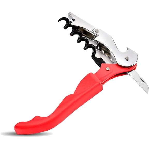 2 Packs Professional Waiter Corkscrew Wine Opener with Foil Cutter, Wine Key for Servers, Bartender, Manual Bottle Opener Double Hinged, Perfect for Bars,Restaurants,PartyRed