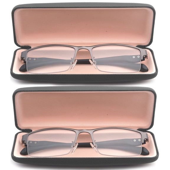 2 Packs Progressive Multifocal Reading Glasses Blue Light Blocking for Men,No Line Trifocal Readers, Half Rim Metal Frame, TR90 Temple, Reading Glasses + 1.00