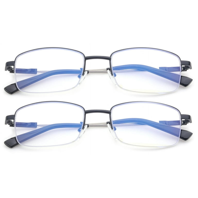 2 Packs Progressive Multifocal Reading Glasses Blue Light Blocking for Men for Women No Line Trifocal Readers Half Rim Metal Frame Memory Titanium Arm Reading Glasses 1.50 Walmart