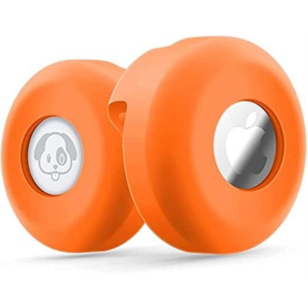 2 Packs Protective Case Compatible for Airtag GPS Tracker, Compatible with Cat Dog Collars Loop & Backpack Bag Accessories, Silicone Case, Soft Anti Scratch Anti Lost (Orange/Orange)