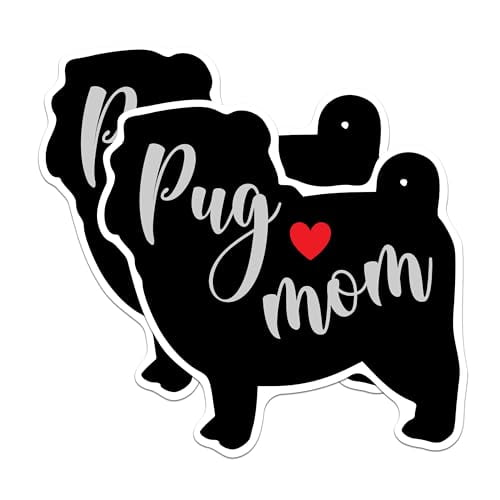 (2 Packs) Pug Mom Magnets - Pug Dog Breed Magnets - 5 Inches On Longest Side - Premium Magnet - for Fridges, Toolboxes, Cars - Made in USA - MAG2516