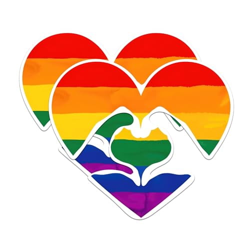 (2 Packs) Rainbow Heart Inclusive Rainbow Magnets - LGBTQ Friendly Welcoming Magnets - 5 Inches On Longest Side - Premium Magnet - for Fridges, Toolboxes, Cars - Made in USA - MAG2279