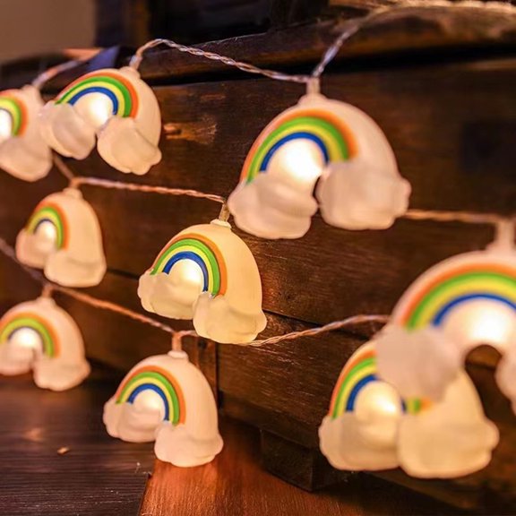 2 Packs Rainbows Hanging String Light Detachable Reusable for Indoor Outdoor Halloween Christmas Parties Tent Camping Decor 1.5m 10 Lights Autumn Winter Theme Fairy Lights