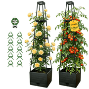 2 Packs Raised Garden Bed Tomato Planter with Trellis, 57" Tomato Cages for Climbing Vegetables Plant, Self Watering Planters Box for Garden Pots for Patio Greenhouse Indoor Outdoor