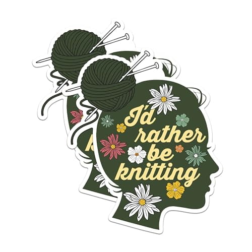 (2 Packs) I'd Rather Be Knitting Magnets - Funny Knitter Flowers Love to Knit Magnets - 5 Inches On Longest Side - Premium Magnet - for Fridges, Toolboxes, Cars - Made in USA - MAG2483