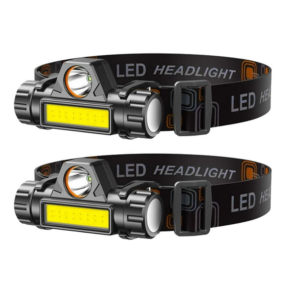 2 Packs Rechargeable Headlamp IPX 4 Waterproof Headlight Flashlight Hand-free Head Torch