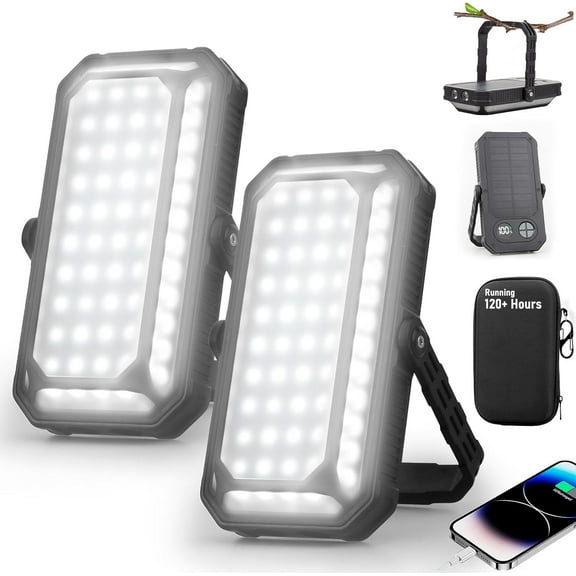 2 Packs Rechargeable Portable Camping Lights10000mAh Power Bank & Emergency Light, 12 Modes, 120H Runtime for camping Power Outages