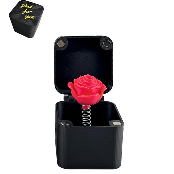 2 Packs Red Roses and Red Love Heart in a Box, Surprise Gift Box, 3D Printed Red Roses in a Surprise Pop up Gift Box, Christmas Birthday and Valentine's Day Gifts for Classroom