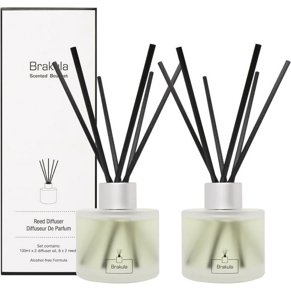 2 Packs Reed Diffuser Set- Bamboo & White Tea Scented Home Fragrance, 16 Diffuser Sticks for Bathroom, Living Room, Home Decor & Office Decor