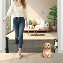 2 Packs Retractable Short Dog Gate - Small Puppy Mesh Safety Pet Gates Doggy Door for Doorways Stairs Kitchen Hallways Indoor