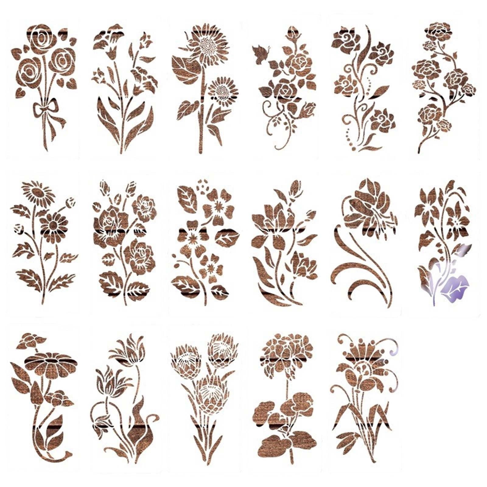 2 Packs Reusable Large Flower Stencils for Painting on Wood Walls ...