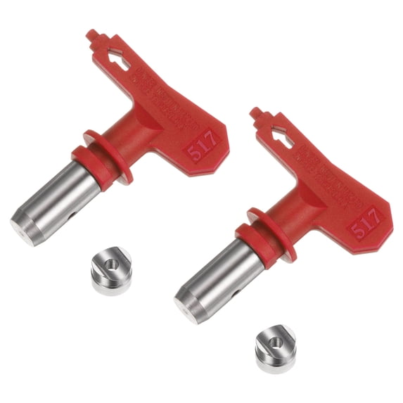 2 Packs Reversible Spray Tips for Airless Sprayer 517 Paint Spray Nozzle Tips Sprayer Machine Parts, Red