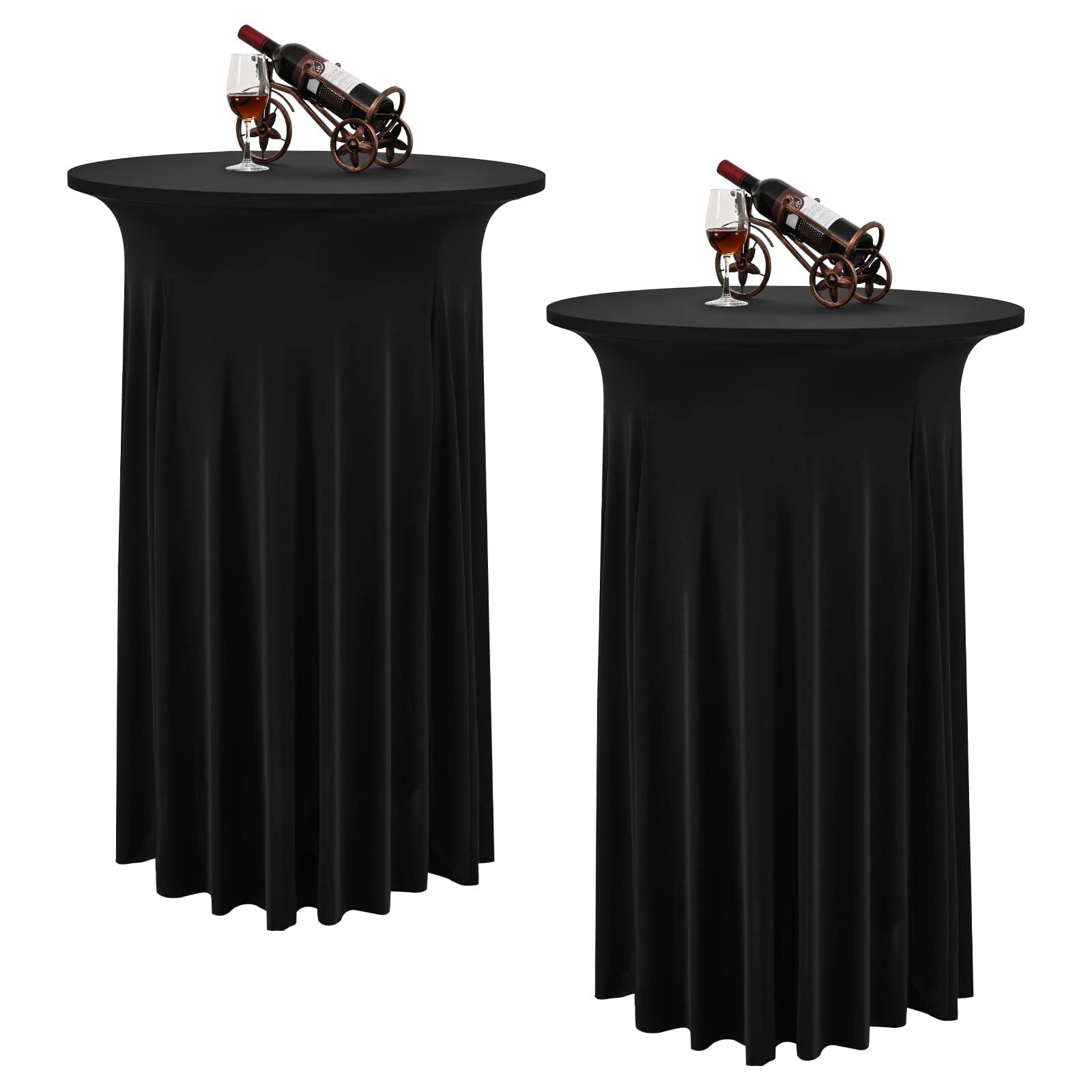 2 Packs Round Cocktail Table Skirt 32"x 43" Spandex Stretch Cocktail