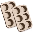 thumbnail image 1 of 2 Packs Round Muffin Baking Pan,Bexikou Stainless Steel Muffin Pan for Baking,Cupcake Tin Cheesecake Pans, Bakeware Muffin Pan for Making Muffins or Cupcakes (Gold), 1 of 7