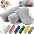 thumbnail image 1 of 2 Packs Round Neck Pillow Case Covers, 16x5.9inch Cervical Neck Roll Pillow Cover Soft Round Pillow Covers with Zipper for Hair & Skin(Only Case), Dark Gray, 1 of 8
