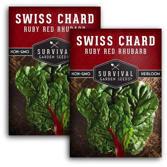 2 Packs Ruby Red Rhubarb Swiss Chard Seeds - Non-GMO Heirloom Full Sun Annual Vegetable