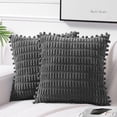 thumbnail image 1 of 2 Packs Rust Decorative Throw Pillow Covers  Pom-poms for Couch Bed Living Room, Farmhouse Boho Home Decor, Terracotta Soft Corduroy Cute Square Cushion Case, 1 of 8