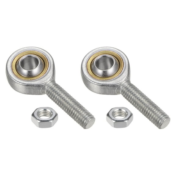 2 Packs SA8T/K 8mm Rod End Bearing M8x1.25 Male Right Hand Thread, Self-Lubricating Rod End with Jam Nuts