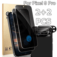 thumbnail image 1 of 2 Packs Screen Protector And 2 Packs Camera Lens Protector For Google Pixel 9 Pro Privacy Screen Protector-6.3 Inch, Compatible With Fingerprint Unlocking, 28 ° Anti Spy Angle,Tempered Glass,Full Cov, 1 of 7