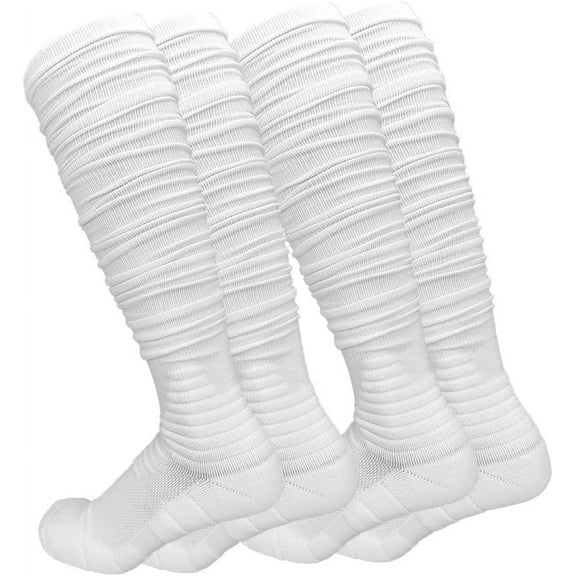2 Packs Scrunch Football Socks Ultra Long Combed Cotton With Ankle Support Padded Knee High Socks Youth Adult Football Socks Combed Cotton with Ankle Support Padded Knee High Socks
