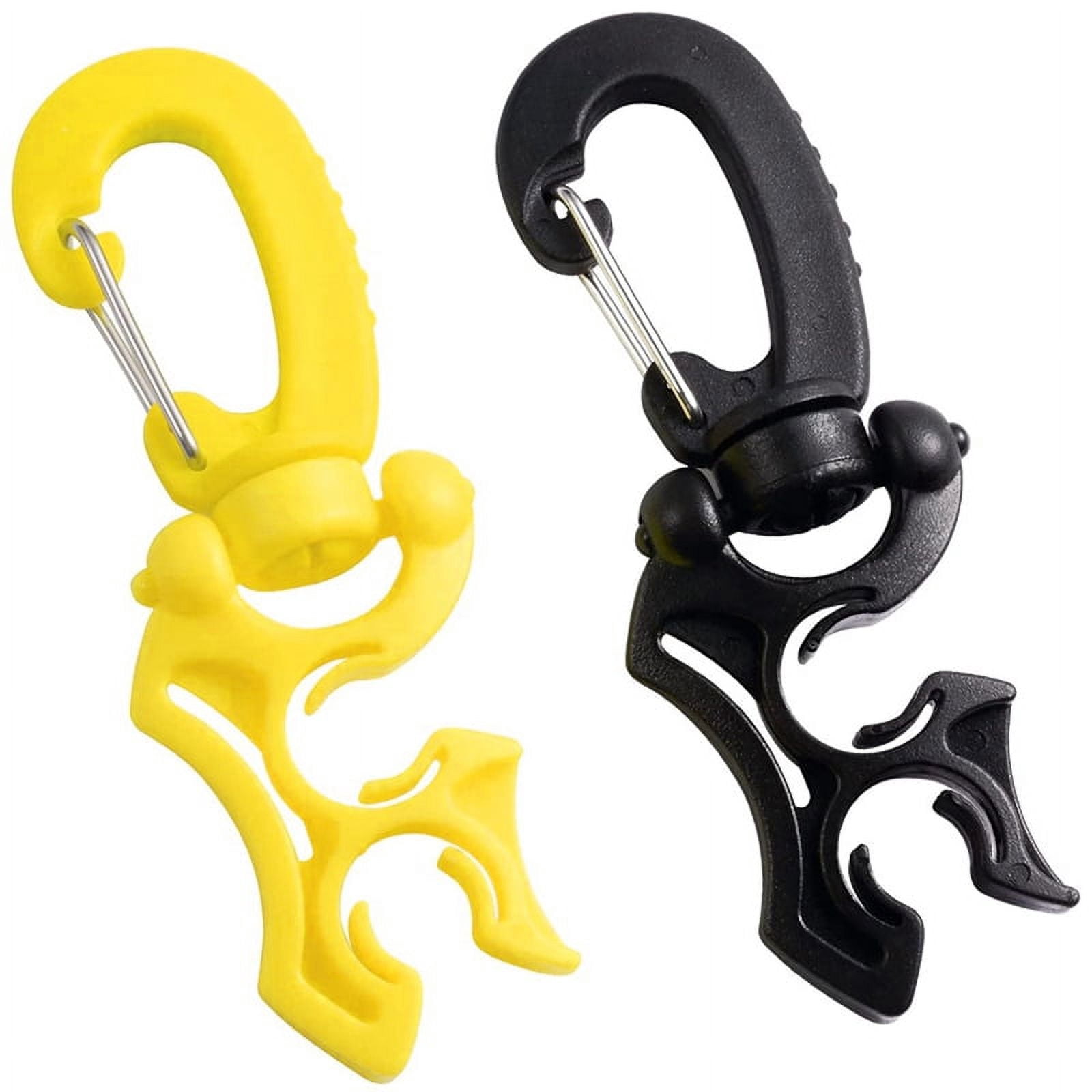 Durable Diving Hose Clip – Adjustable Double BCD Snap Hook Buckle For Securing Low Pressure Hoses, Regulators, Scuba & Snorkeling Gear (Black/Green/Orange)